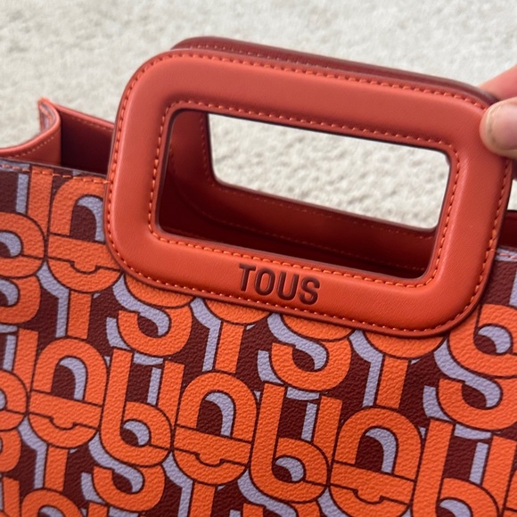Tous Orange and Gray Geometric Handbag - Picture 8 of 8